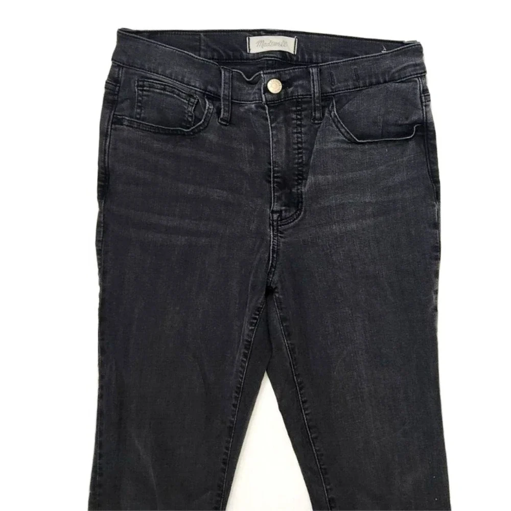 Madewell Road Tripper Skinny Jeans Women's 28 Black Faded Denim Mid Rise Stretch